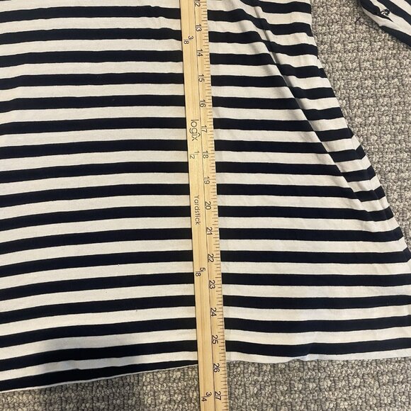 J Jill Whatever Collection Shirt Womens Large Striped Navy Blue Tunic Stretch - Picture 6 of 7